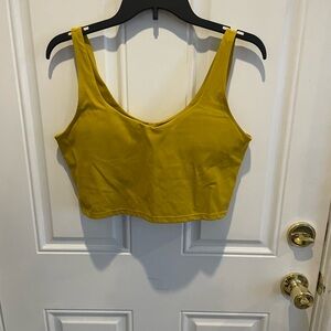 Women's Scoop Neck Crop Top in Mustard Yellow
